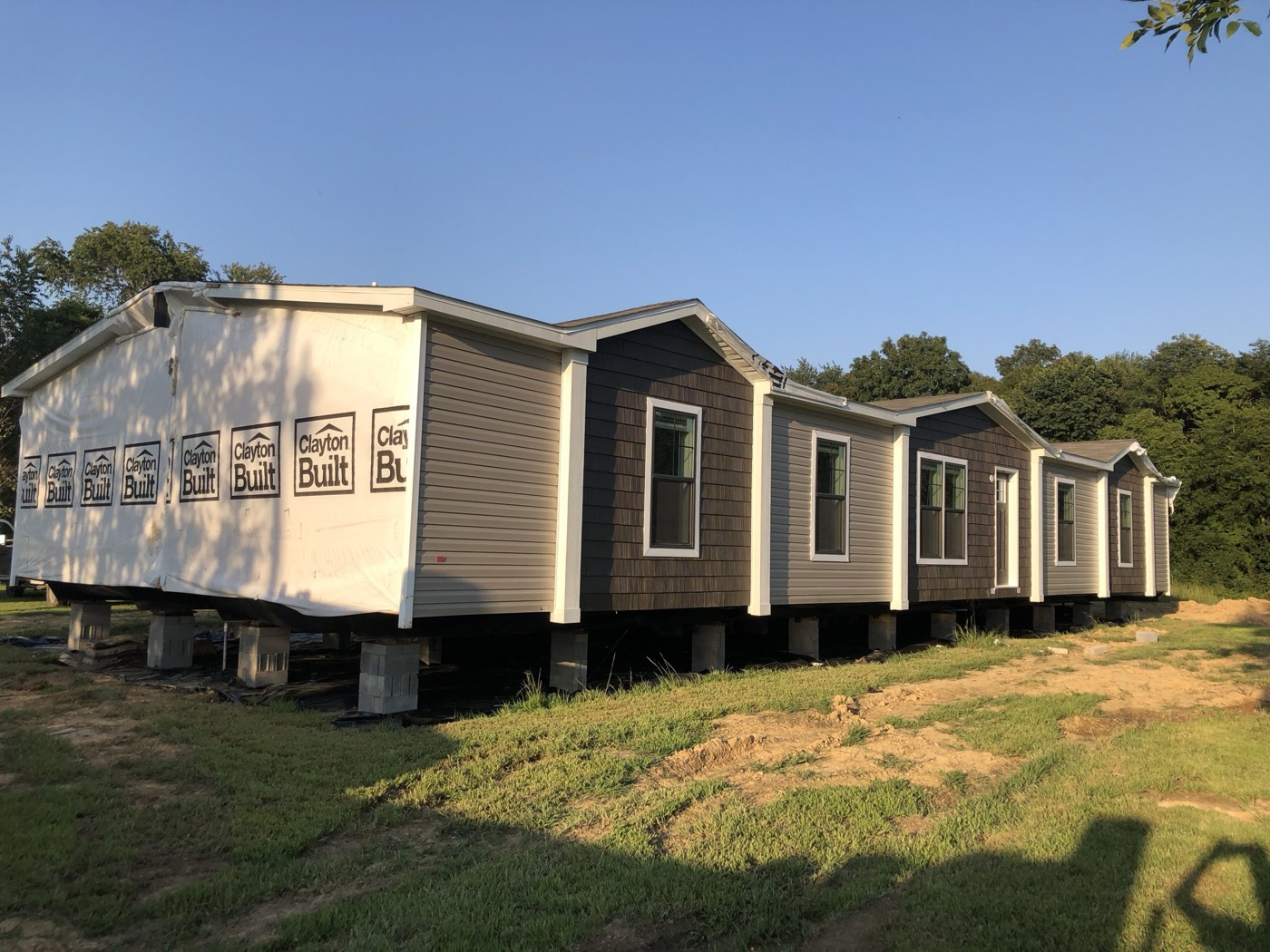 Row of homes set on blocks
