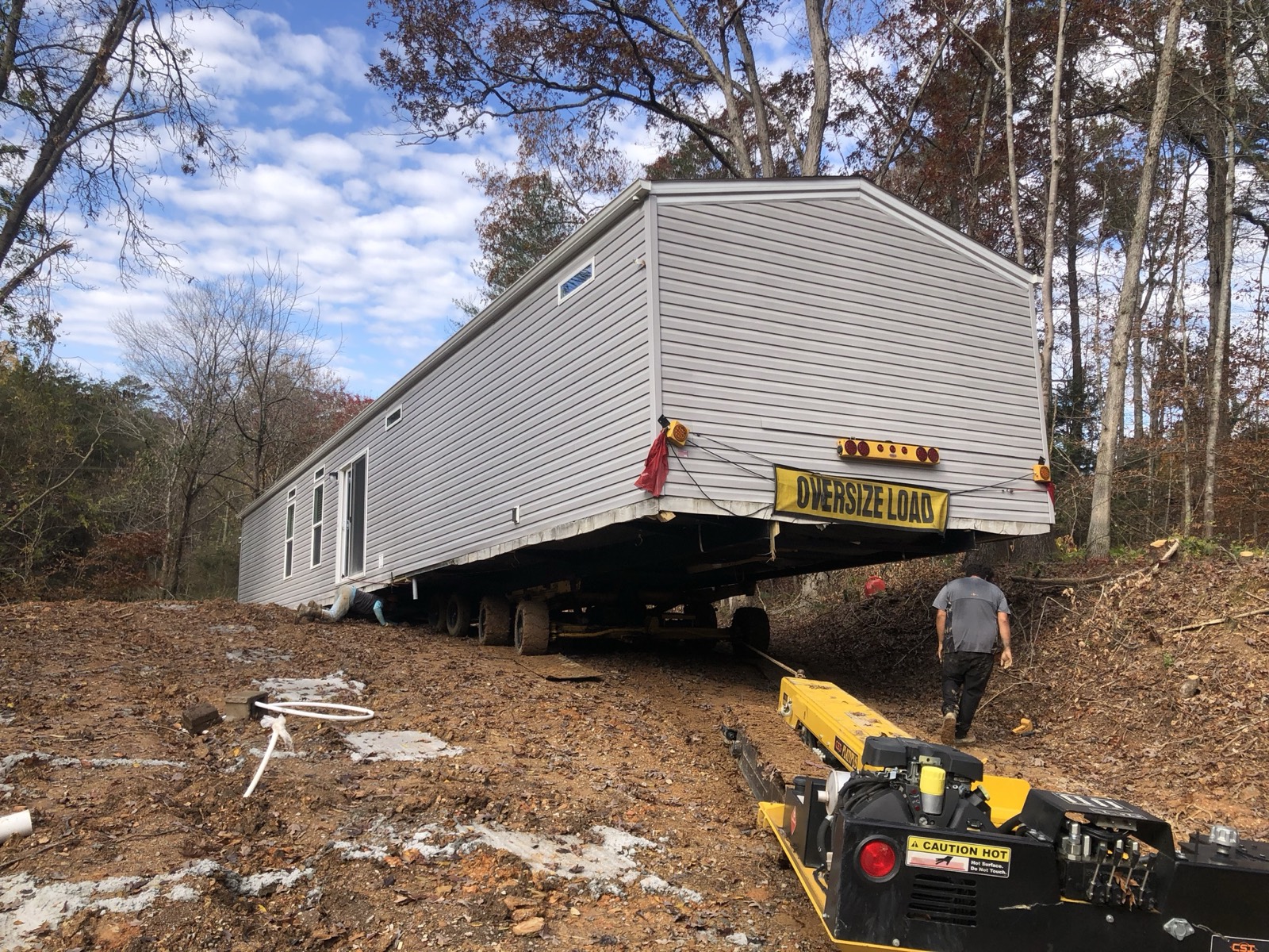 Maneuvering a home between trees