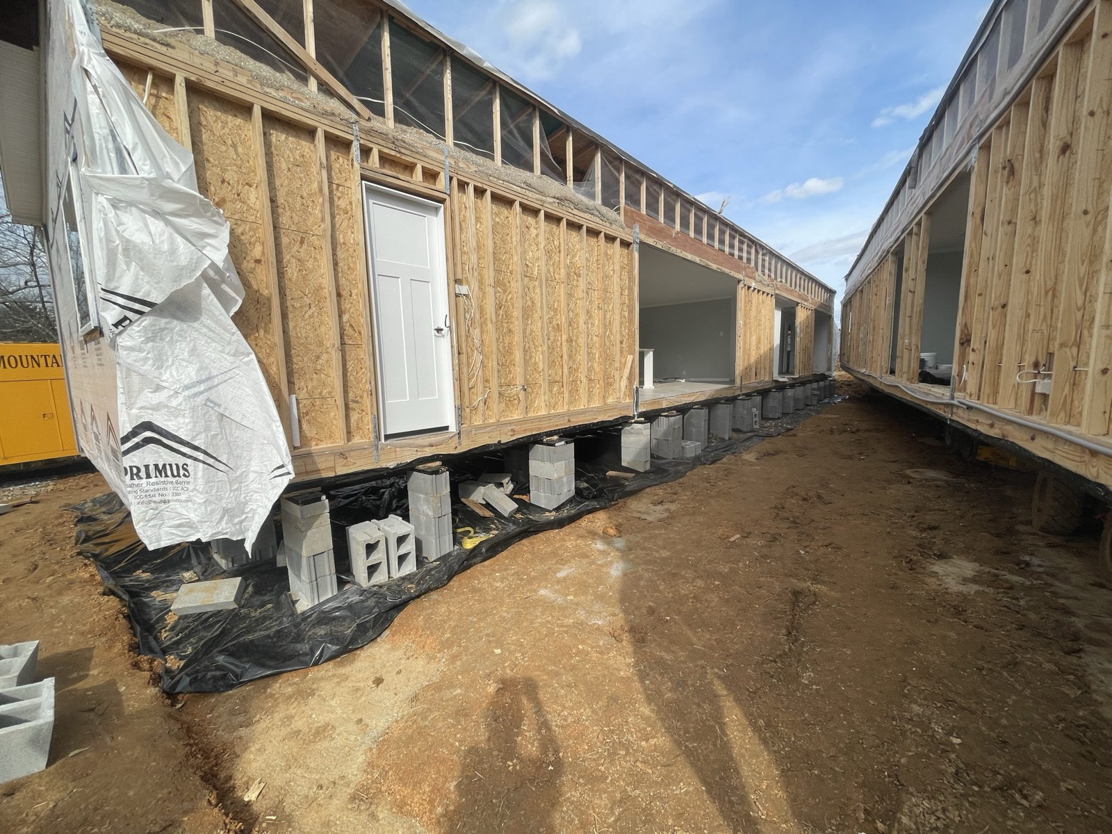 Double-wide sections being joined