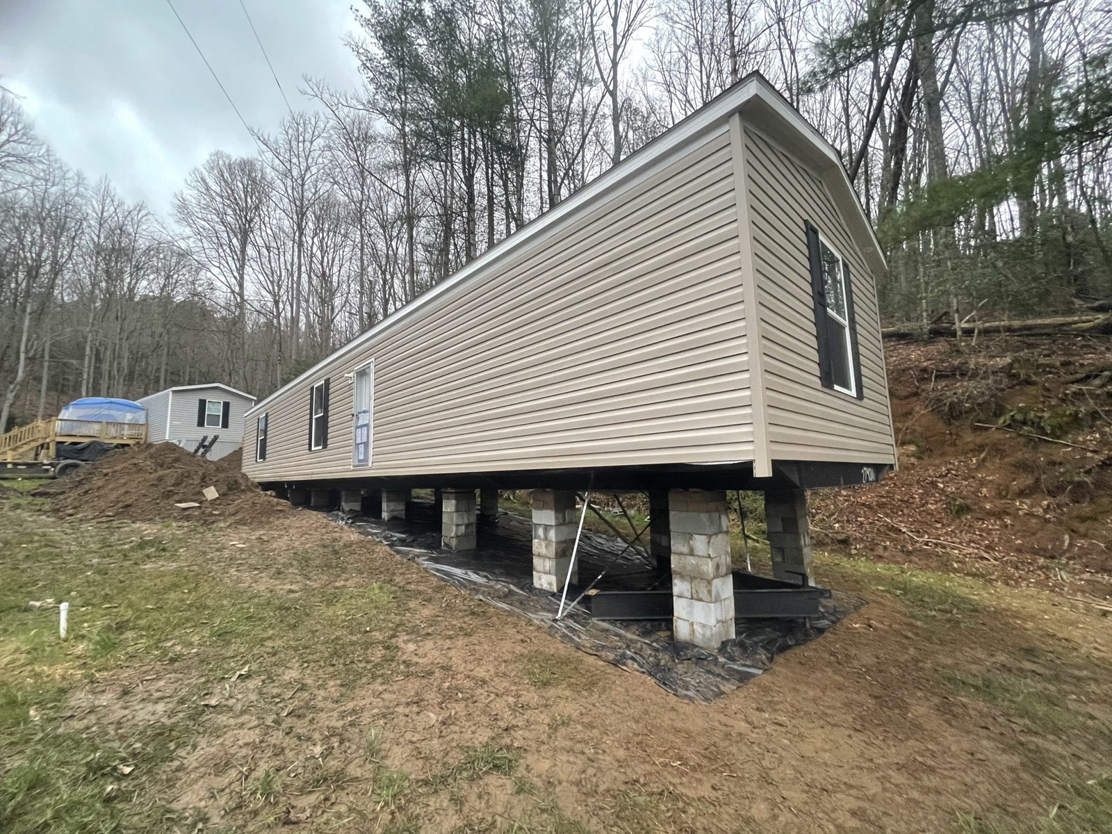 Home set on tall block piers